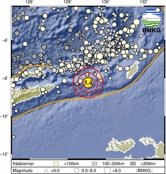 Gempa Terkini Magnitudo 5,4 Guncang Maluku, Kedalaman 10 Km