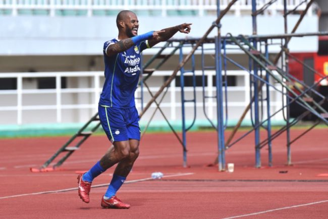 David da Silva merayakan golnya dalam laga Persib Bandung Vs Borneo FC di Liga 1 Kamis 26 Januari 2023. (Foto: Persib Bandung)