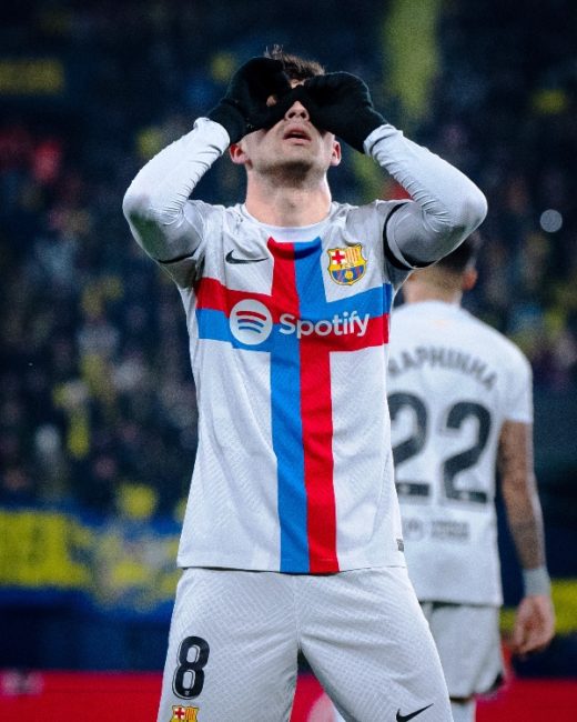 Selebrasi gol Pedri di laga Villarreal Vs Barcelona dalam jadwal Liga Spanyol 13 Februari 2023 jelang pagi WIB. (Foto: FC Barcelona)