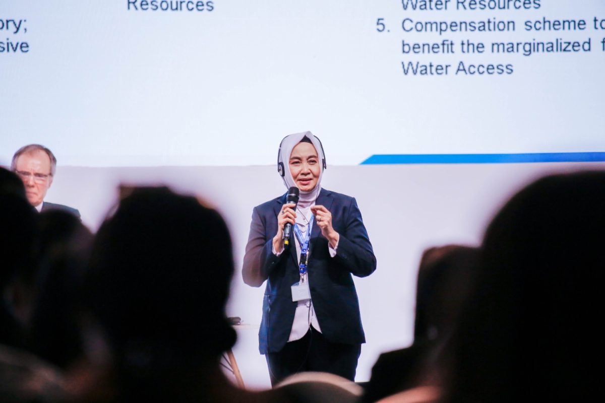 Kepala BMKG Dwikorita Karnawati, saat Kick-off 10th World Water Forum (WWF) di JCC Jakarta akarta Convention Center (JCC).