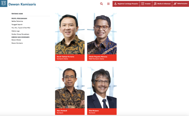 Jajaran komisaris PT Pertamina.