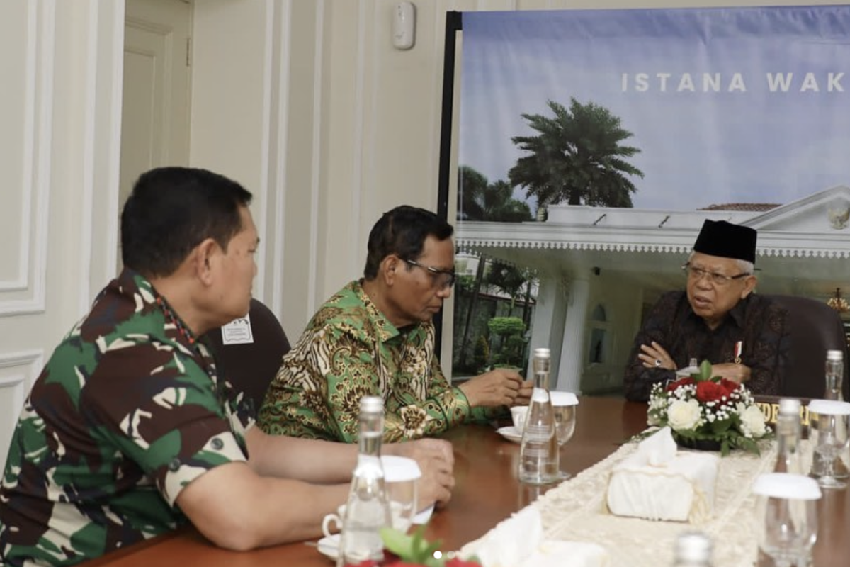 Wakil Presiden Ma’ruf Amin sudah meminta penjelasan dari Menkopolhukam Mahfud MD dan Panglima TNI Laksamana Yudo Margono di Istana Wakil Presiden.