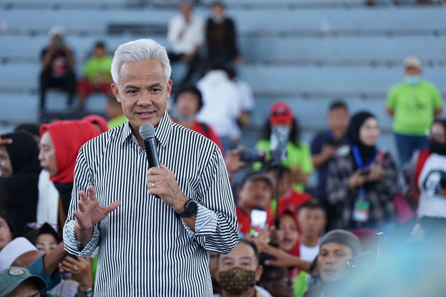 Calon presiden Ganjar Pranowo menghadiri pelatihan juru kampanye (Jurkam) tim pemenangan tingkat nasional.