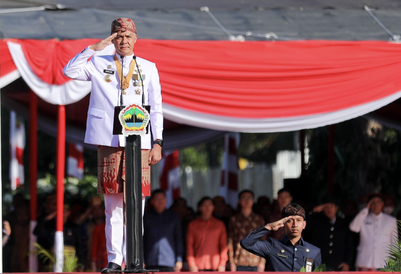 Ganjar Pranowo menjadi inspektur upacara HUT Kemerdekaan RI tingkat provinsi Jateng.