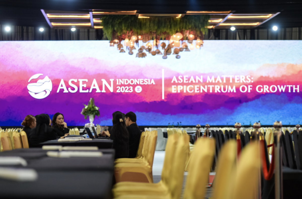 Media center Konferensi Tingkat Tinggi ke-43 ASEAN 2023 di Jakarta Convention Center, Senayan,