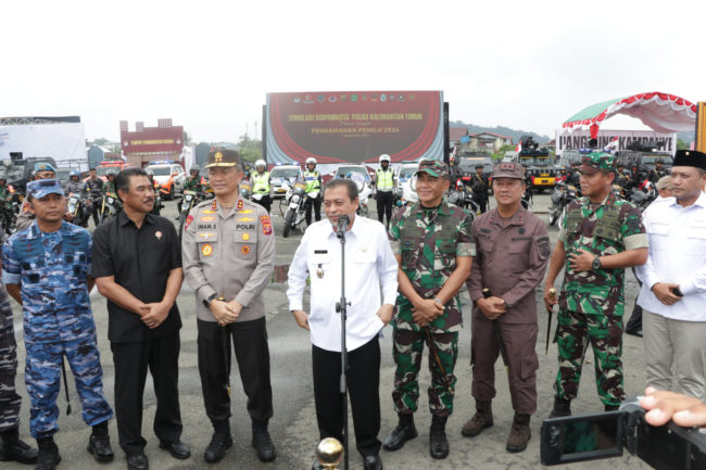 Polda Kaltim gelar Simulasi Sispam Kota jelang Pemilu 2024 (Dok Polda Kaltim)