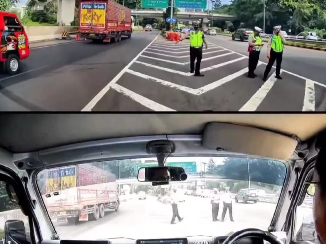 Tiga oknum polantas terima pungli di Tol Halim viral di media sosial (tangkapan layar)