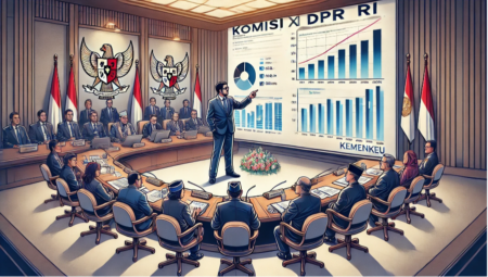 ilustrasi seorang pejabat dari Kemenkeu yang mempresentasikan proposal tambahan dana cadangan sebesar Rp 635 miliar kepada Komisi XI DPR RI.